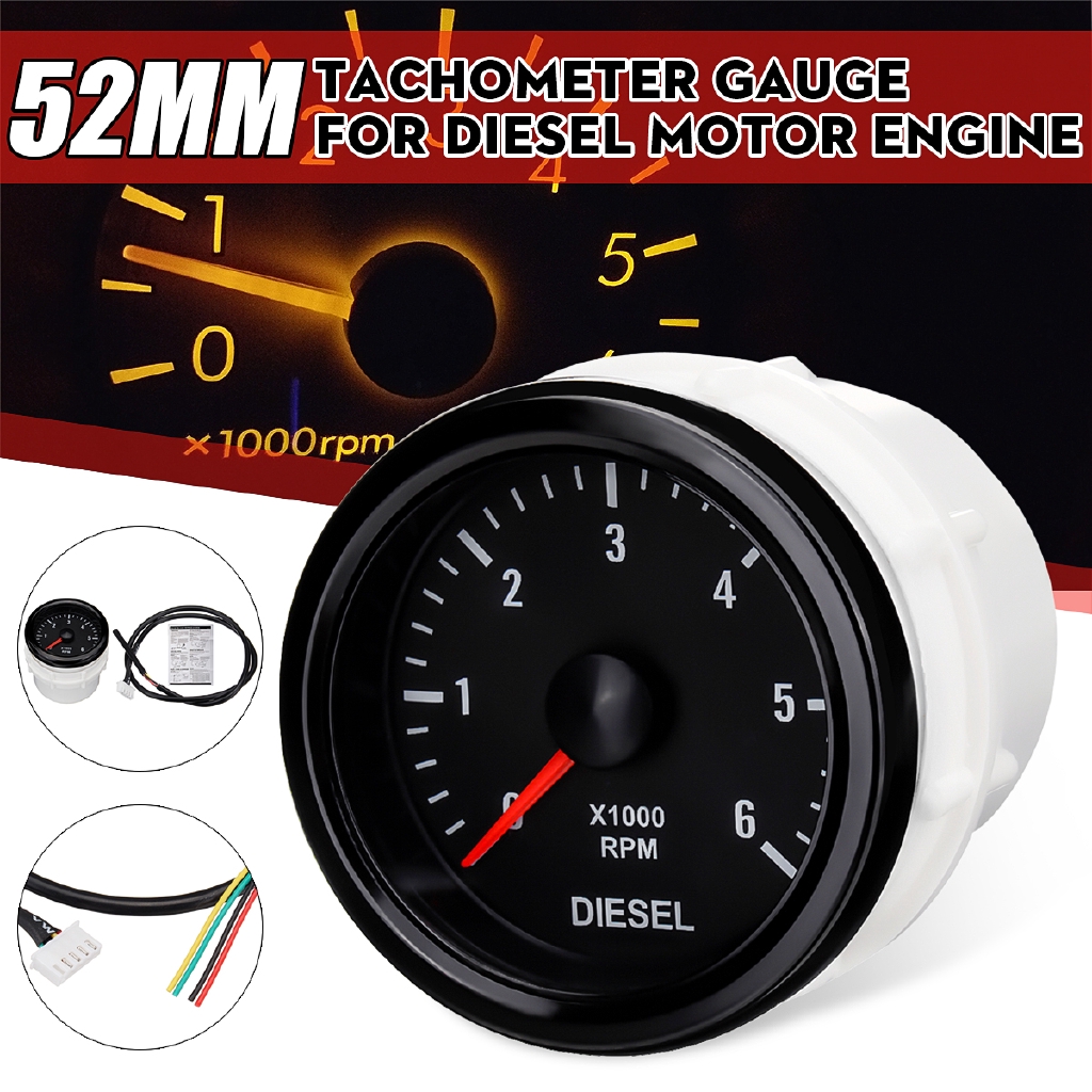 12V 52mm 06000RPM Tachometer Gauge For Diesel Motor Engine Shopee