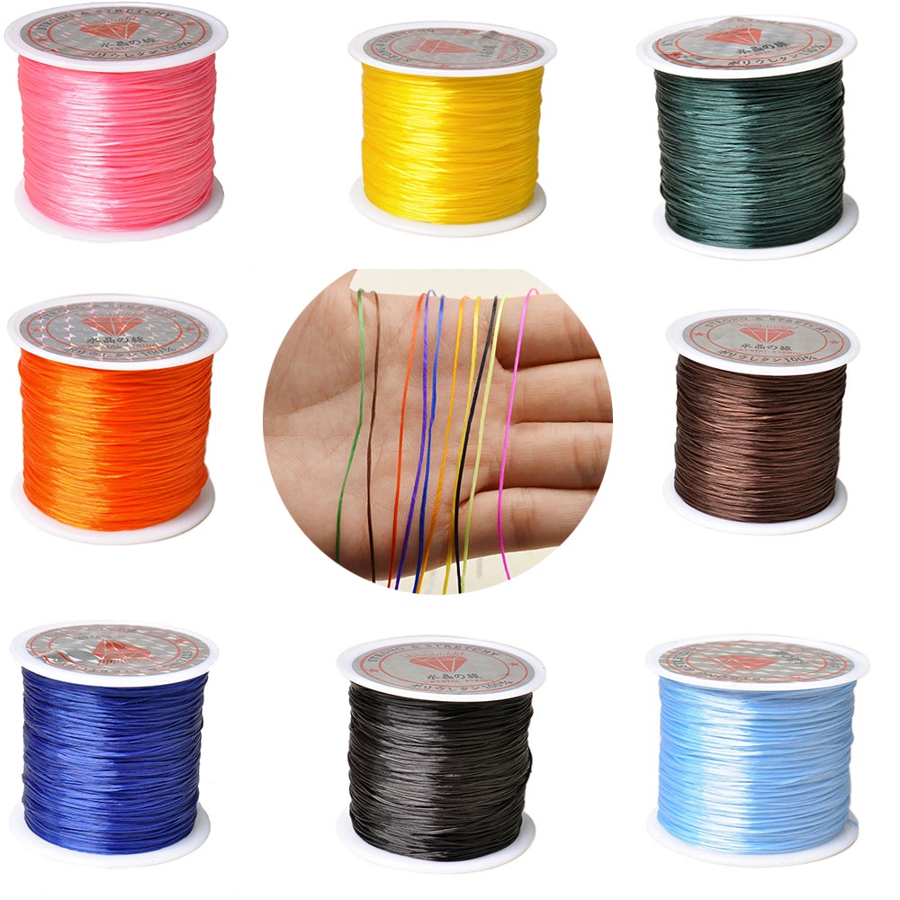 40meters/roll Black White Round Stretch Elastic Cord For Bracelets