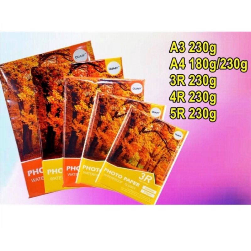 QUAFF Glossy Photo Paper Tree Type A4 5R 4R 3R Size 230gsm