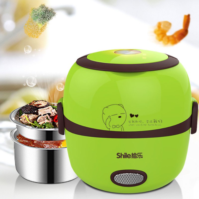 MINI Rice Cooker Thermal Heating Electric Lunch Box 2 Layers Portable