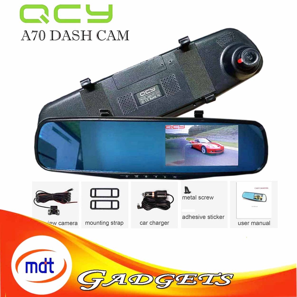 qcy dashcam Qcy A70 Dual Dashcam Vehicle Blackbox 4.3 HD Car DVR Dual