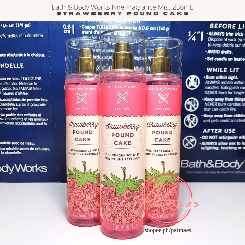 Bath and Body Works Fragrance Mist Strawberry Pound Cake 236mL (sold