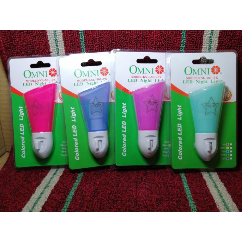 Omni Colored Led Dim Night Light with Switch Blue, Green, Pruple, Red