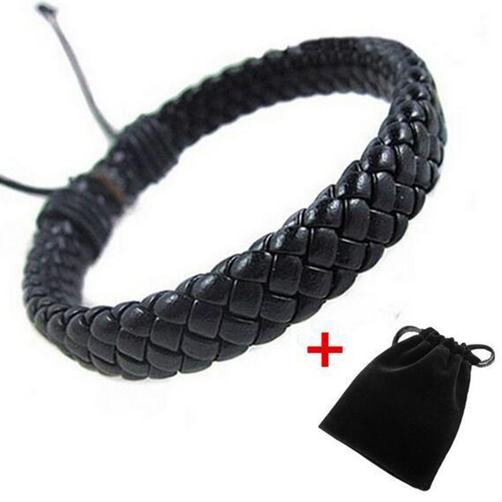 Unisex Leather Bracelet Cuff Adjustable Rope Bracelet Shopee Philippines