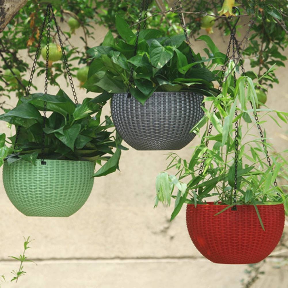 Portable Hanging Flower Plant Pot Chain Basket Planter