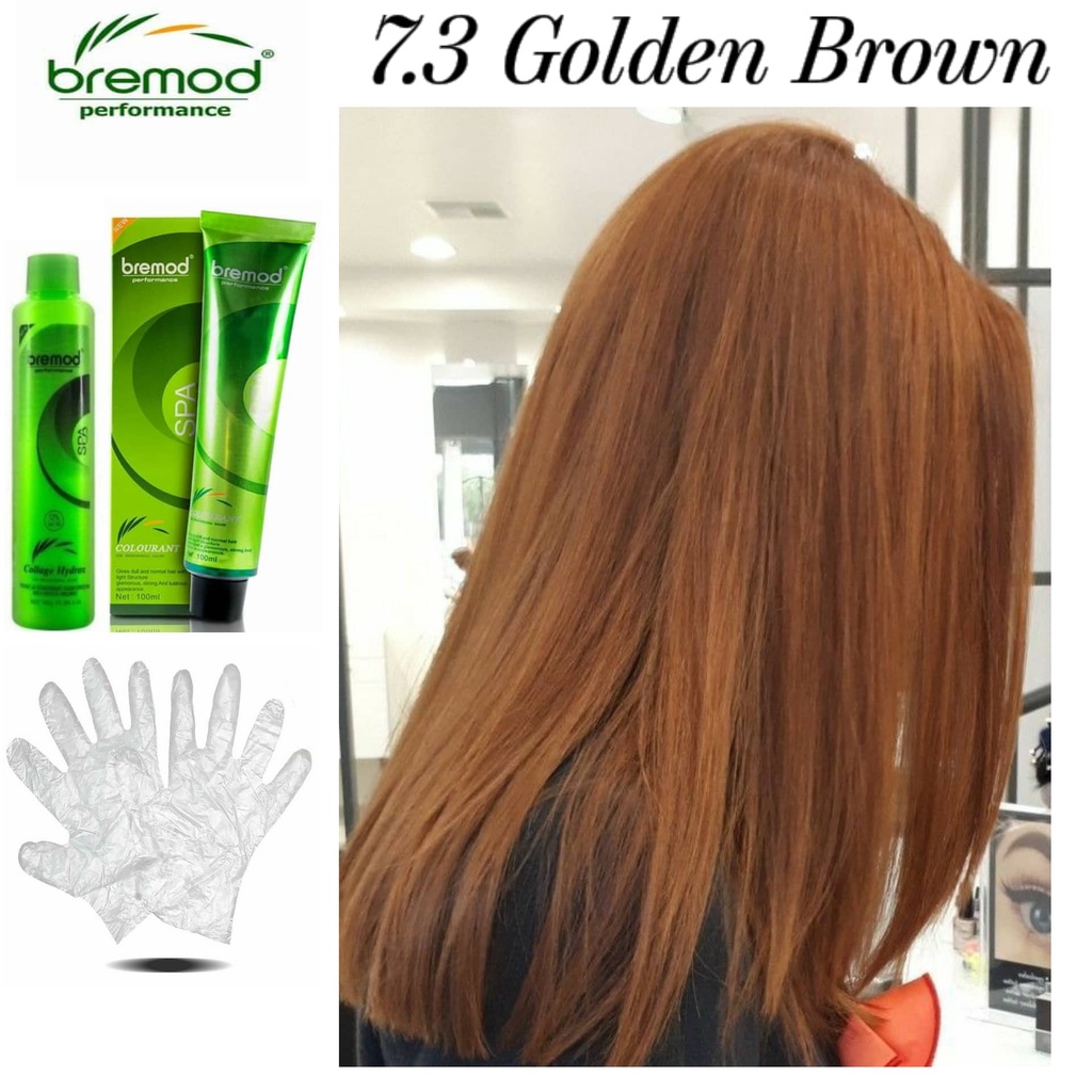 BREMOD 7.3 Golden brown Permanent Hair Color (100ml) set with Oxidizer