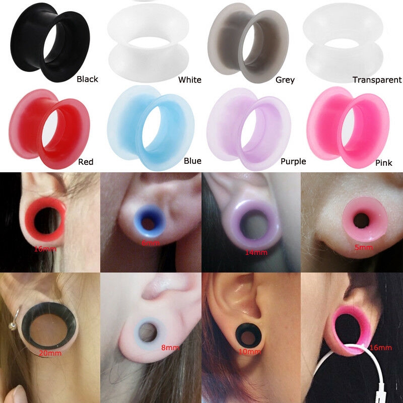1Pairs Silicone Flexible Ear Flesh Tunnel 325mm Earring Unisex