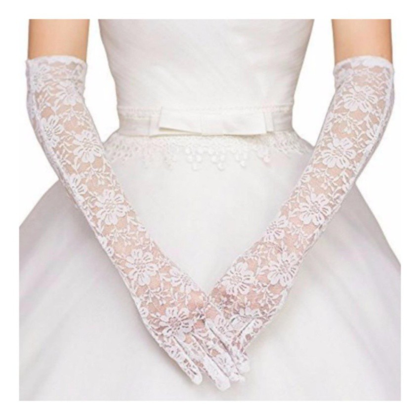 Lace Long Evening Bridal Gloves (White) Unisex Shopee Philippines