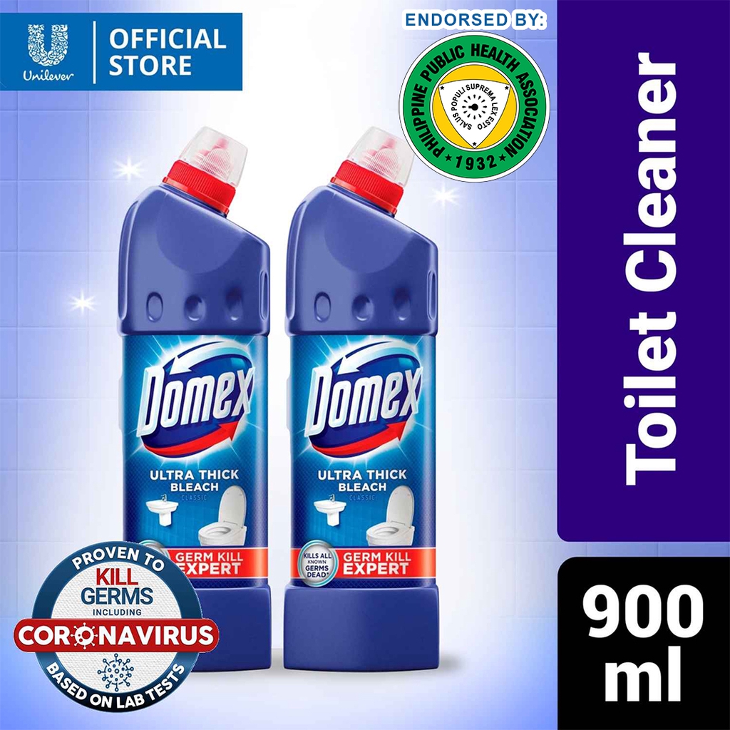 Domex Ultra Thick Bleach Toilet Cleaner Classic 900ml Bottle 2x