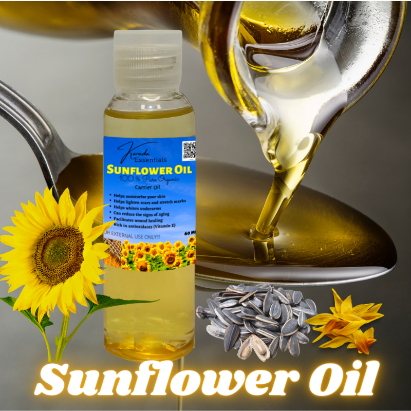 Sunflower oil 60ml Carrier oil 100 pure organic and natural by Karada