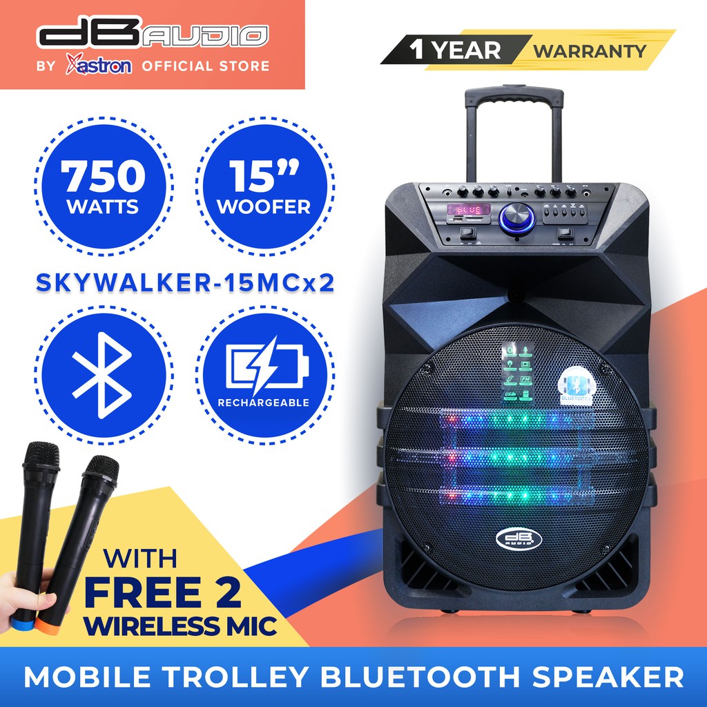 DB Audio Skywalker15 Portable Mobile Trolley Bluetooth Speaker (15
