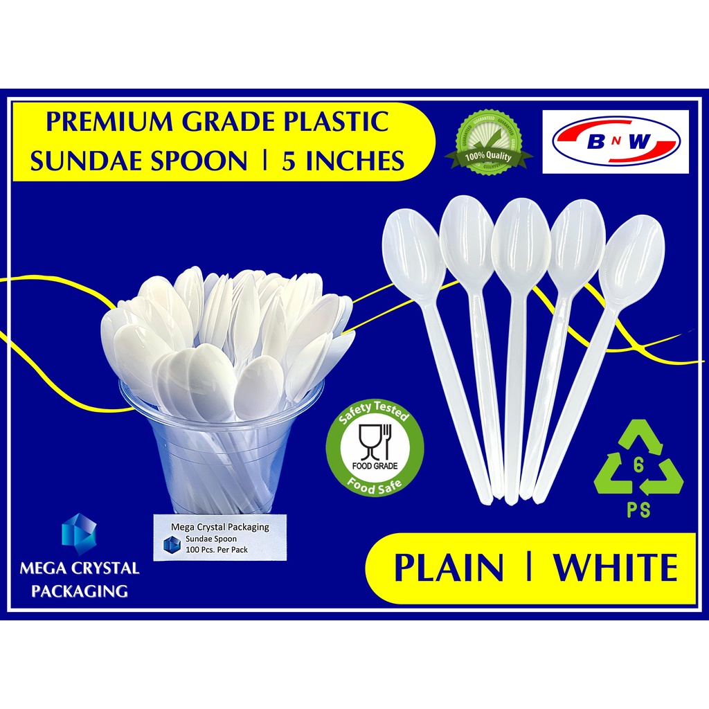 [ 50 Pcs. ] Sundae Premium Plastic Spoon Small Spoon Mini Spoon