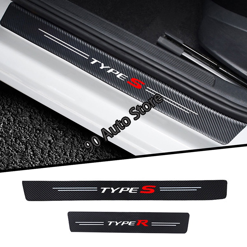 4pc Car Door Sill Protector Carbon Leather Fiber Threshold Plate