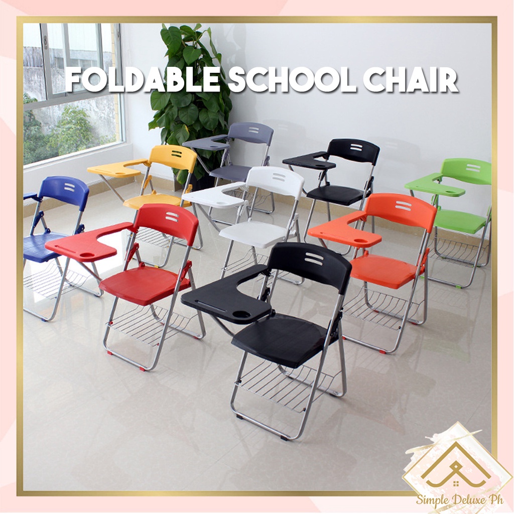 Foldable School Chair with Table Armrest Study Chair School Folding