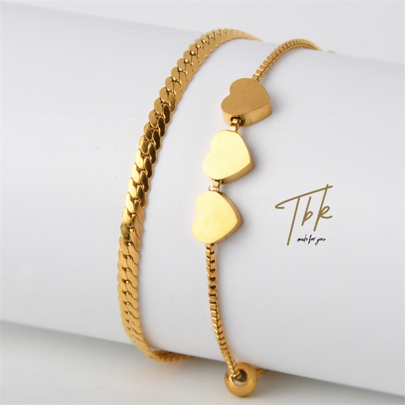 TBK 18k Gold Heart Bracelet Accessories for Women Fashion Jewelry
