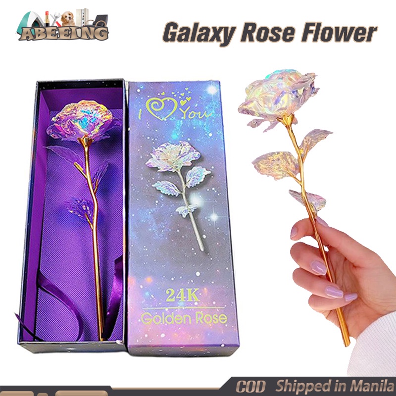 Galaxy Forever Rose Flower 24K Gold Foil Roses Galaxy Rose With Box