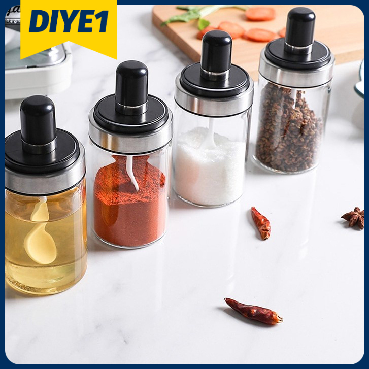 Glass Jar Spice Airtight Containers Condiment Salt Seasoning Storage