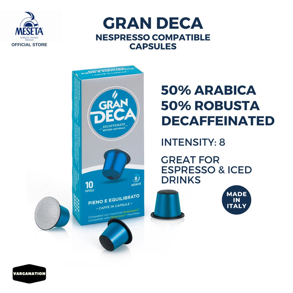 Meseta Nespresso Capsules Decaf Coffee Gran Deca Compatible with