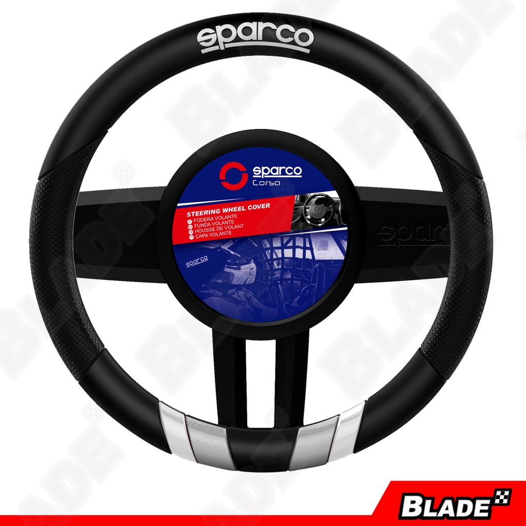 Sparco SPC1115GR Steering Wheel Cover(Black/Grey/Silver) Shopee