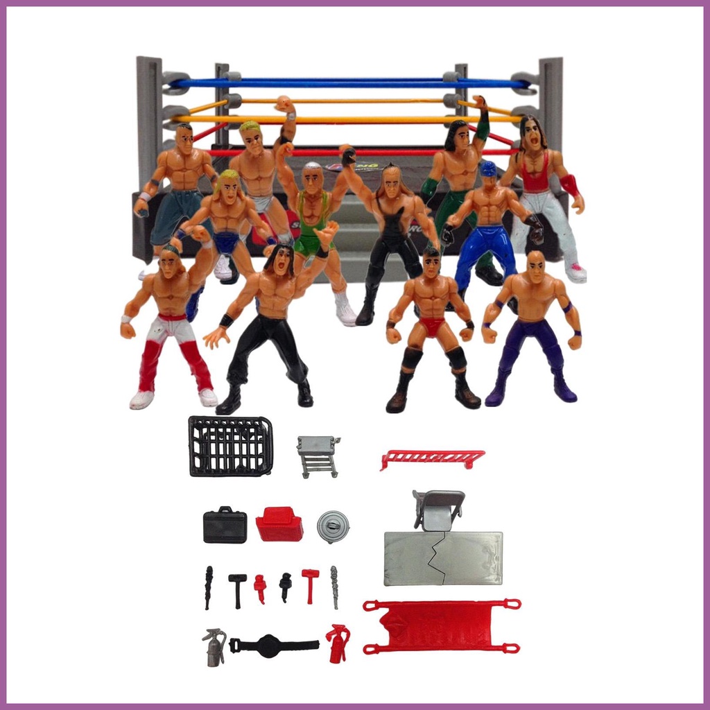 Wrestling Toys Set Mini Wrestling Figure Playset Kids Toy With