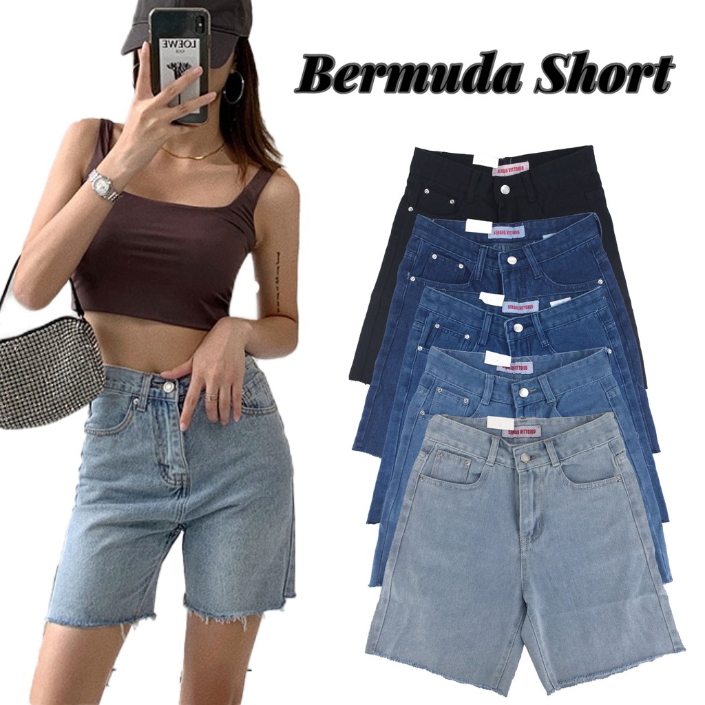High waist Denim Bermuda Short Tokong Short SizeS3XL Shopee Philippines
