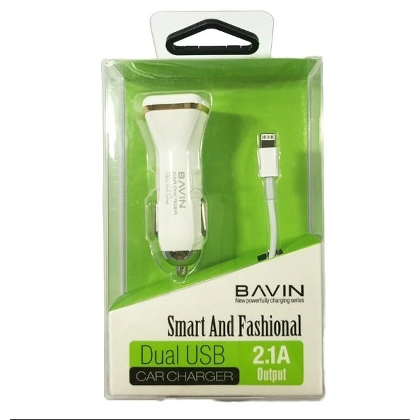 Bavin dl210 Dual HiSpeed Car USB Charger for Apple (White) Shopee