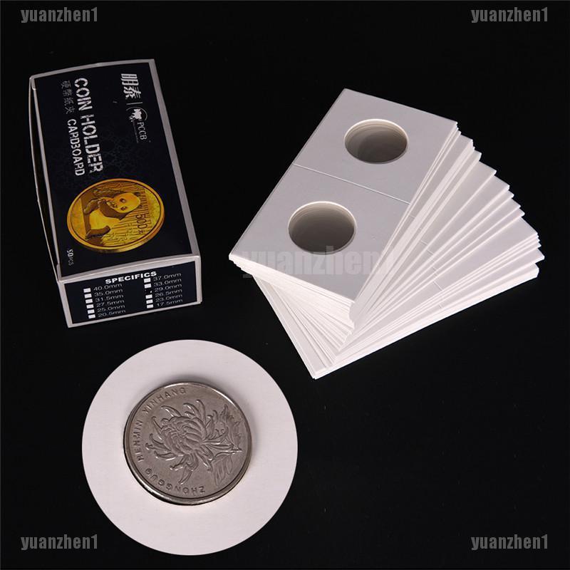 YZPH 50Pcs White Cardboard 2x2 Mylar Coin Holders with Storage Box