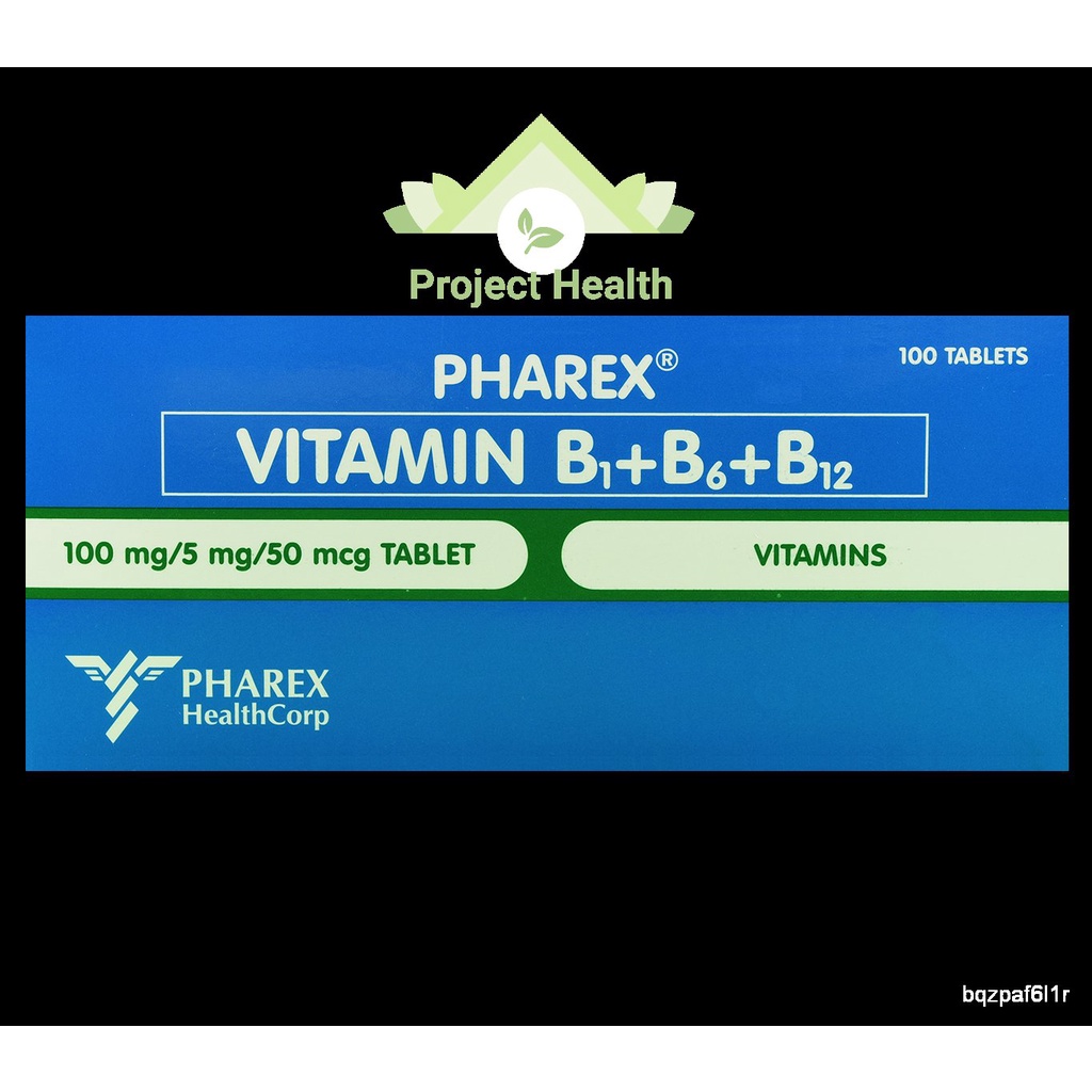 PHAREX Vitamin B Complex B1 + B6 + B12 1 box = 100 tablets