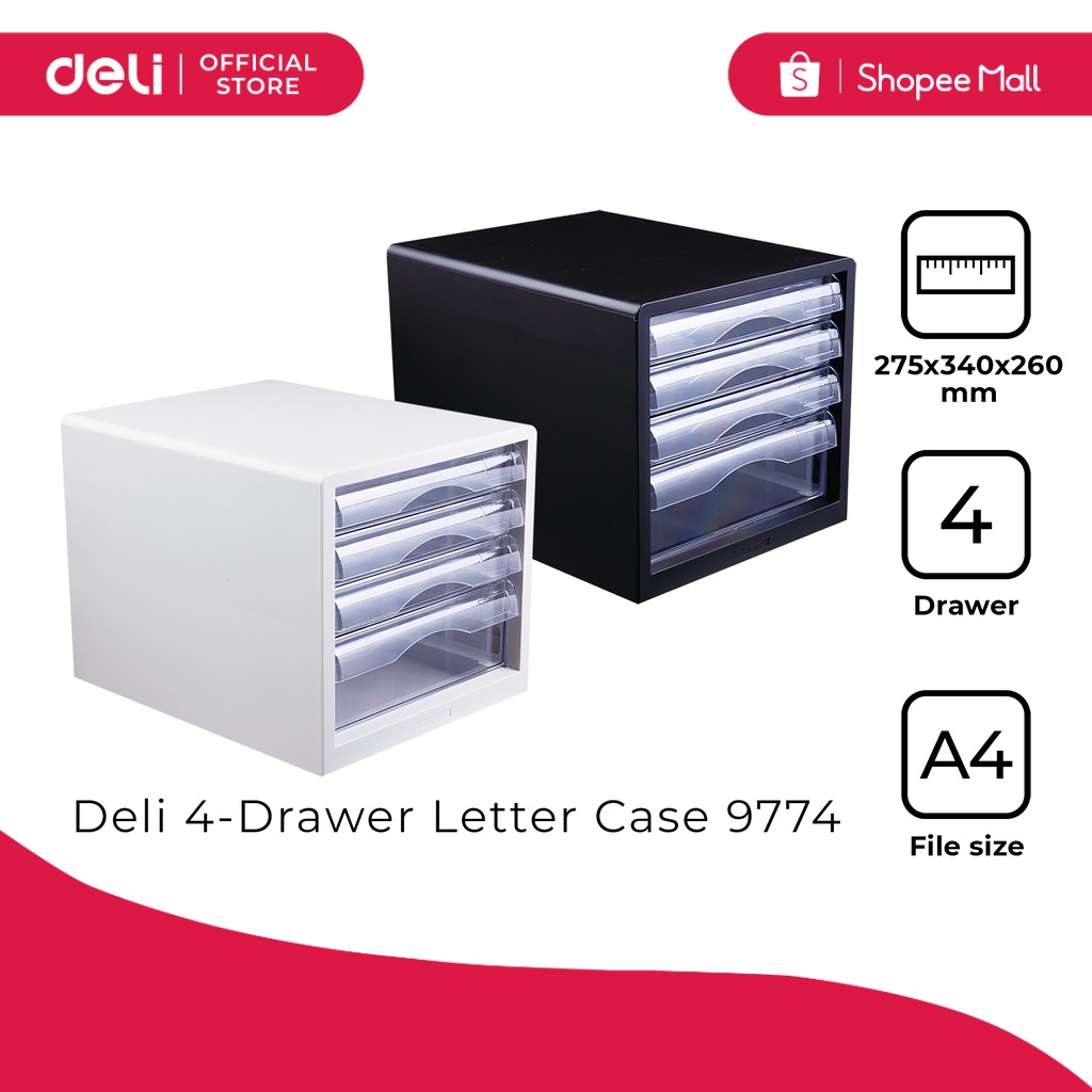 Deli 9774 Desk Organizer 4Drawer Letter Case (1PC) [75219774