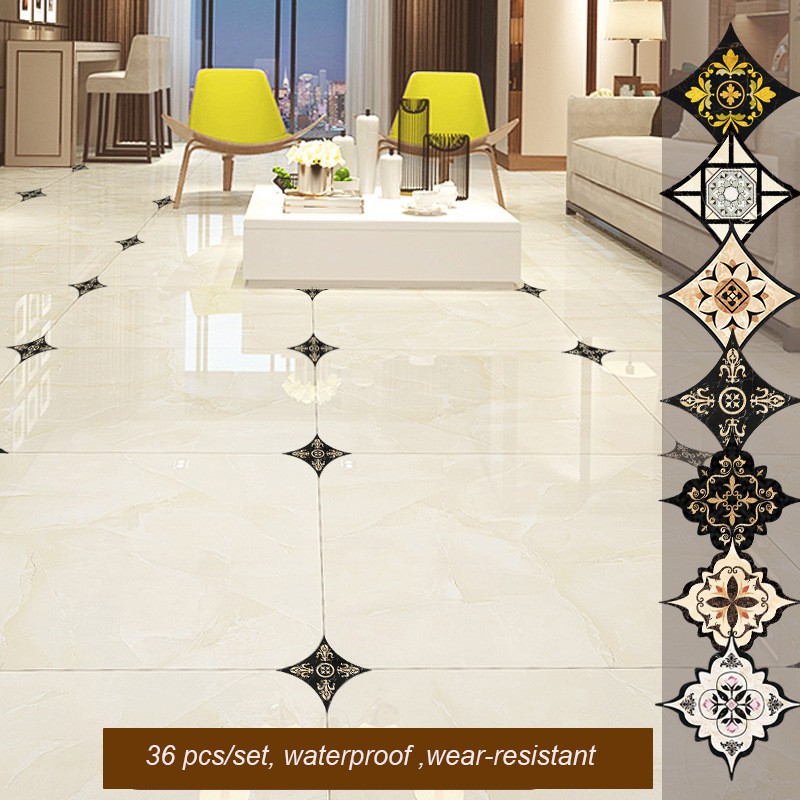 36 PCS Tile Diagonal Stickers Self Adhesive Floor Tiles Ceramic PVC