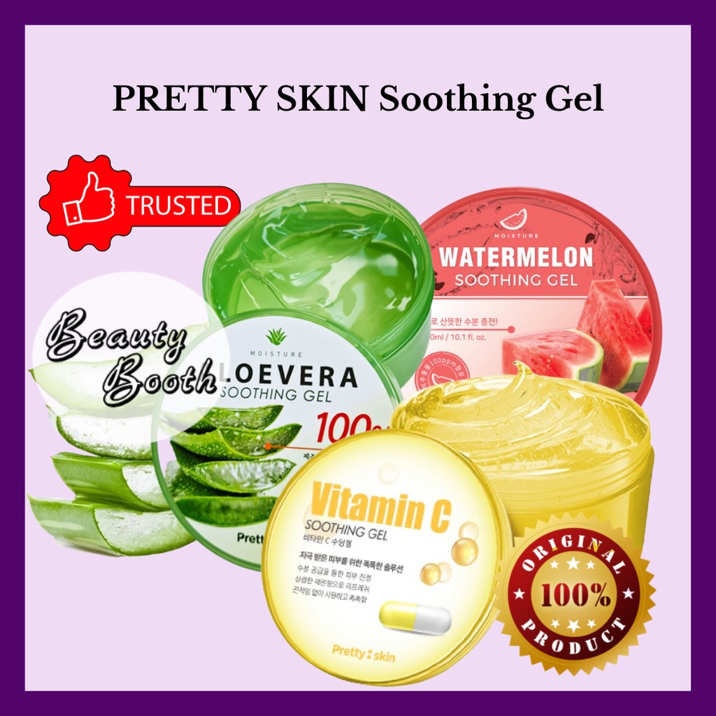Pretty SKIN Soothing Gel Aloe Vera Vitamin C Strawberry Shopee