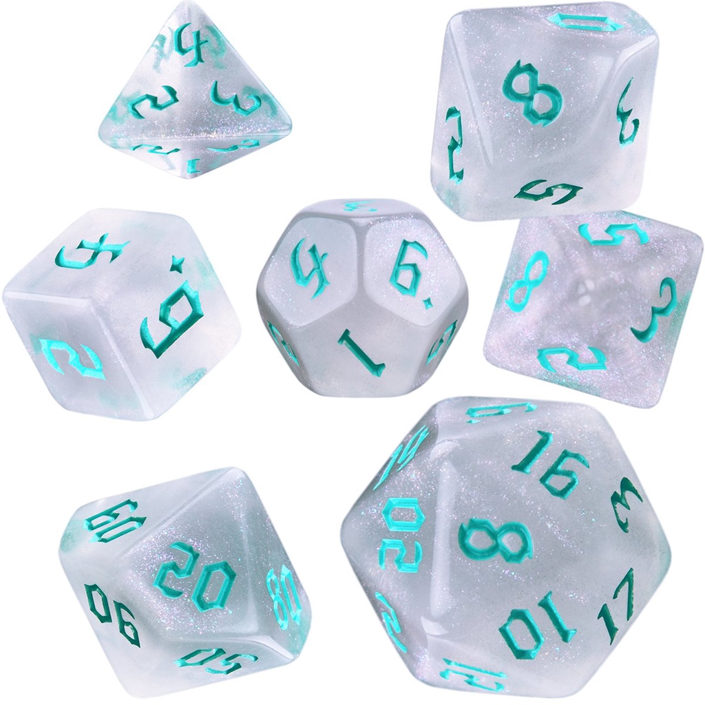Iridescent Glitter Polyhedral 7Die Dice Set D4 D6 D8 D10 D D12 D20