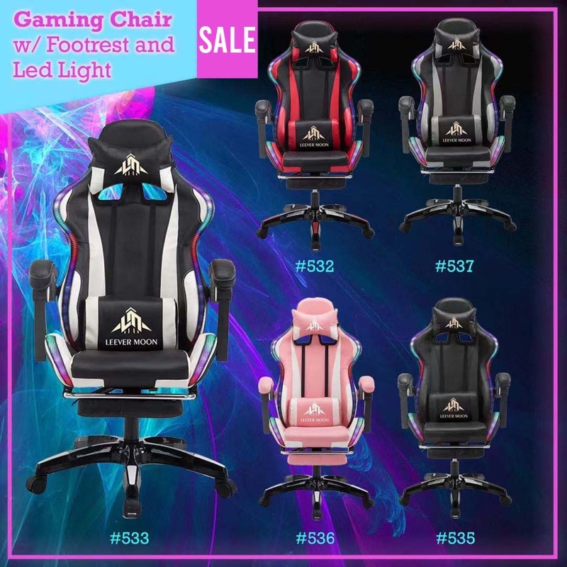 LEEVER MOON w/ Footrest, Leather Gaming Chair Ergonomic