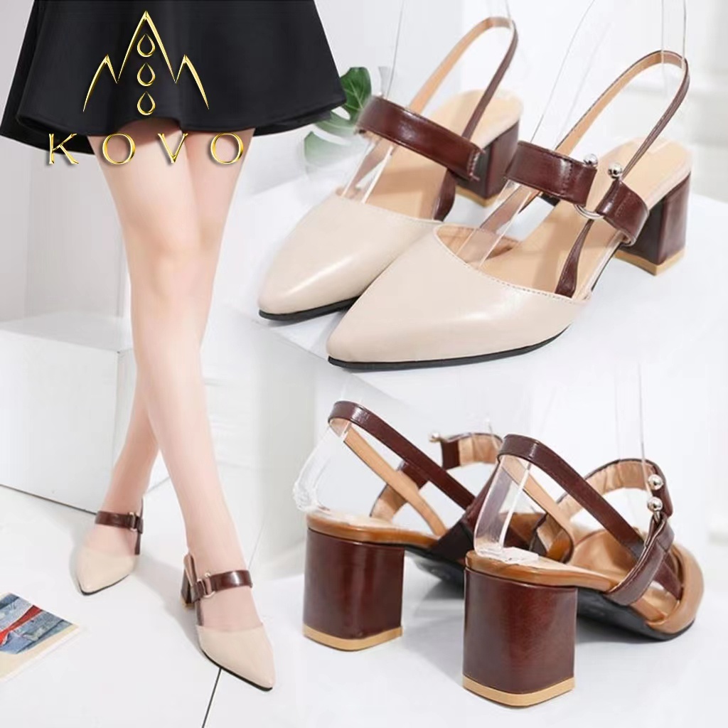 8804 Europe and the United States retro new fashion Baotou thick heel pointy women's high heels