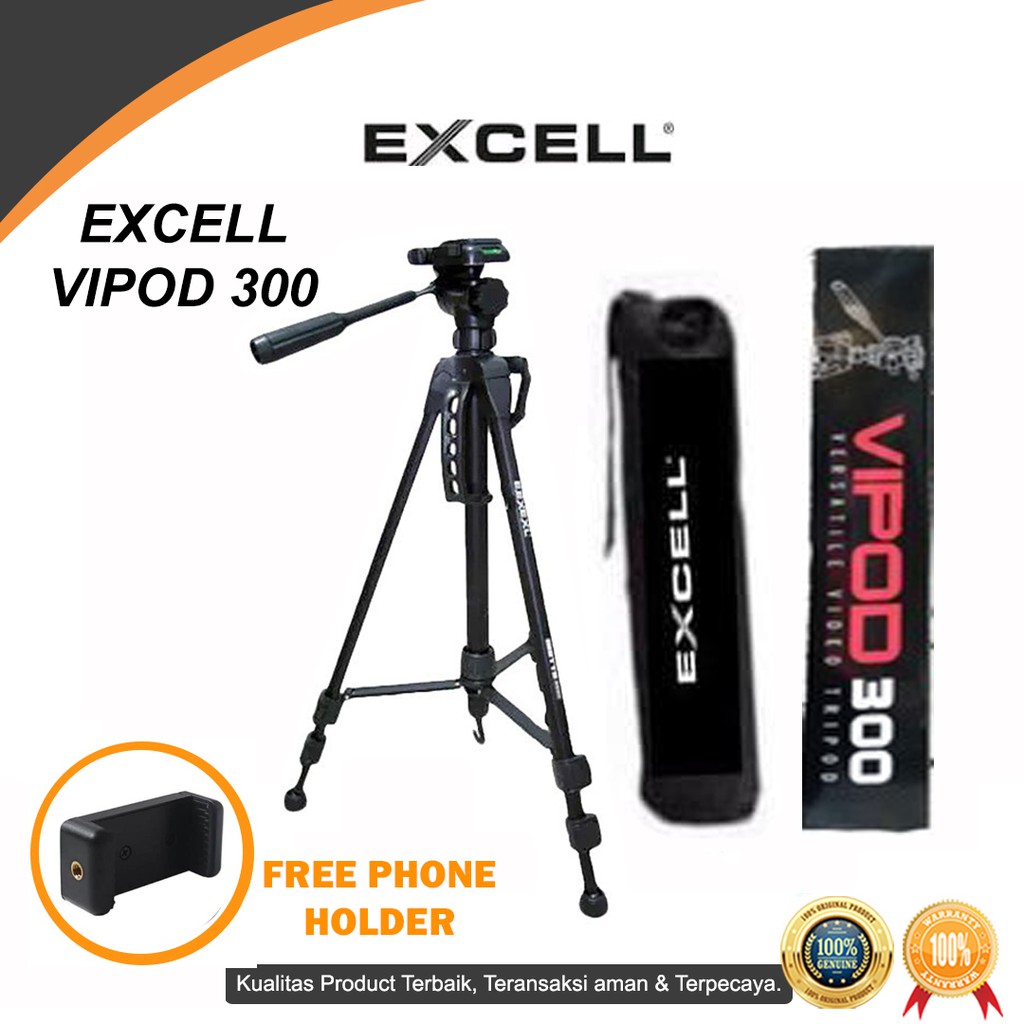 Tripod Excell Vipod 300 Video Fluidhead DSLR Camera Handycam Shopee