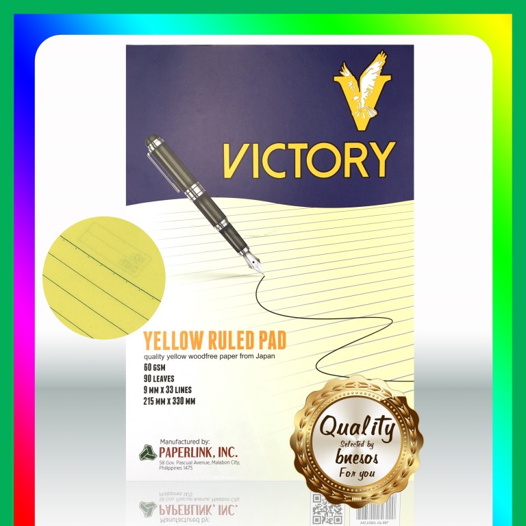 bnesos Stationary School Supplies Yellow Pad Victory Yellow Pad Paper 90 Leaves 215mmx330mm 33