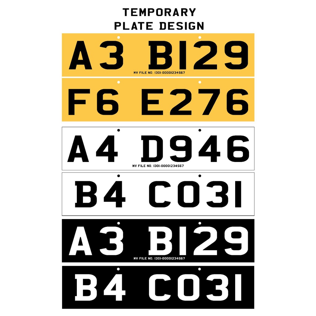 Temporary License Plate Customizable CS number plate Yellow and white