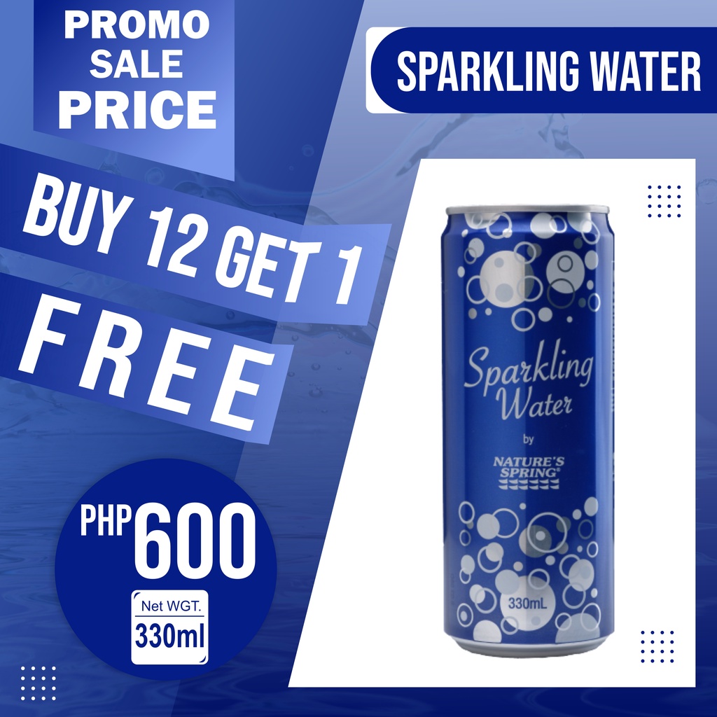 Nature's Spring Sparkling Water 330ml (In Can Pure Plain) Buy 12