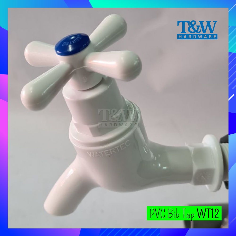 WATERTEC Kitchen & Bathroom Sink Faucet PVC Bib Water Flow Tap 1/2" Bib
