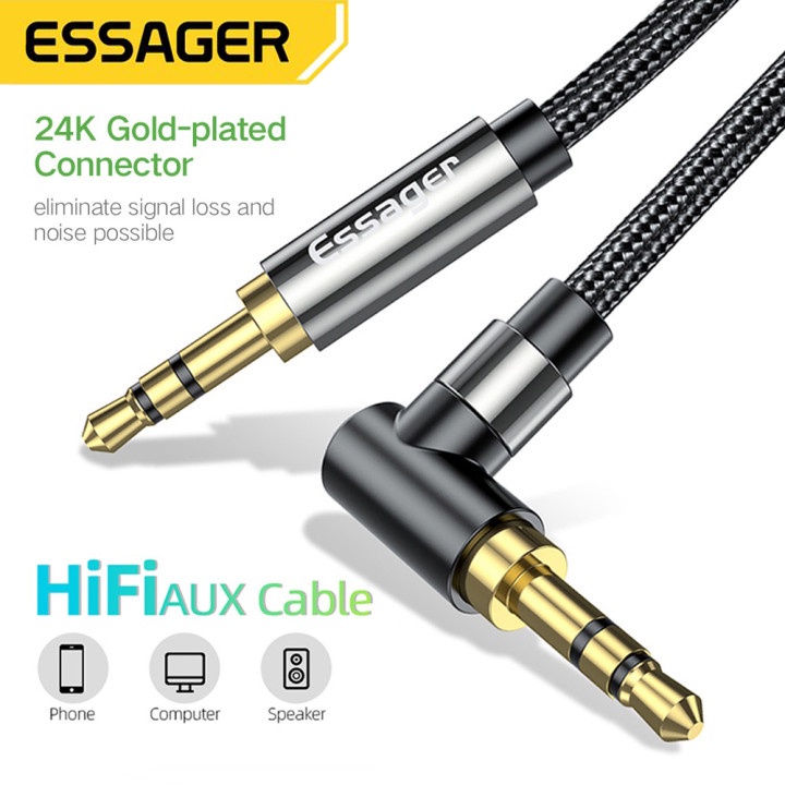Essager Aux 90 Degree Vertical Cable Jack 3.5mm Audio Cable for