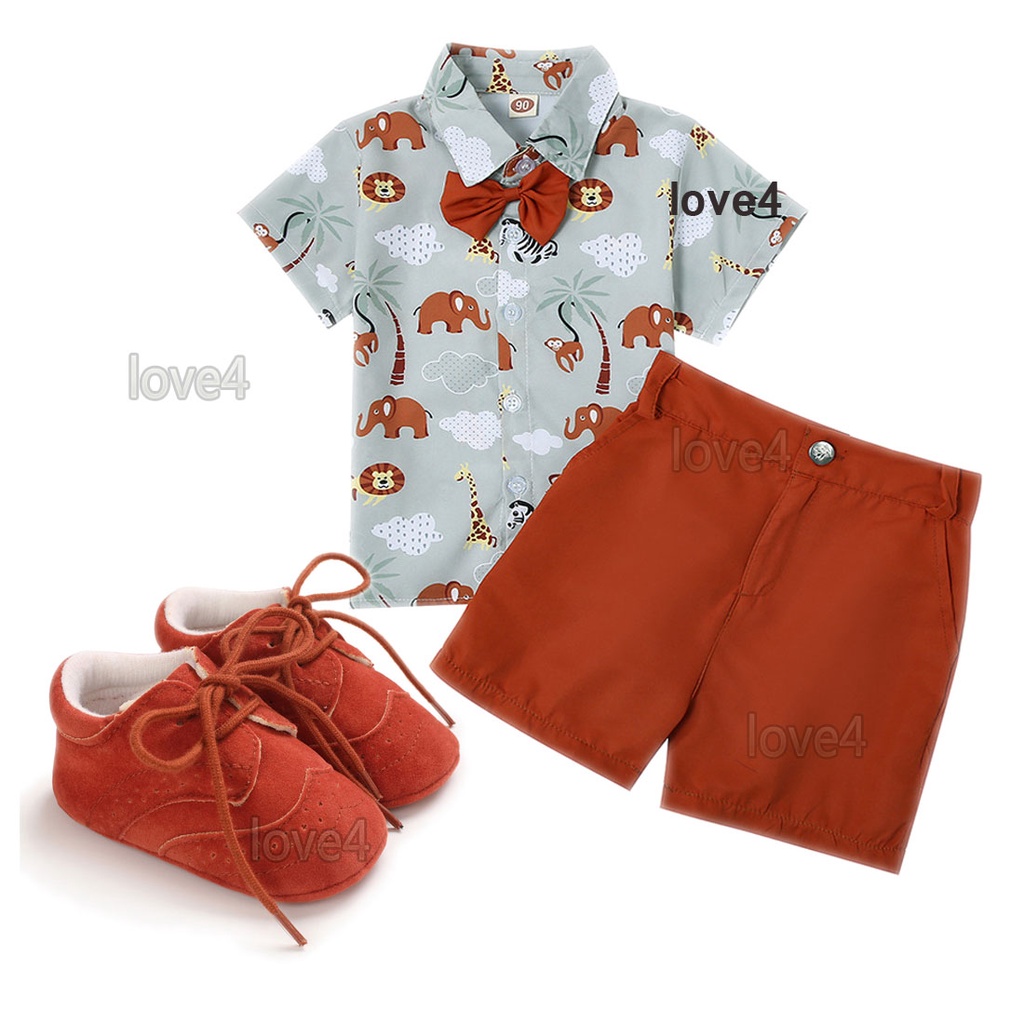 Gentleman Suit Terno Jungle Safari Costume Baby Boy Animal Print Shirt