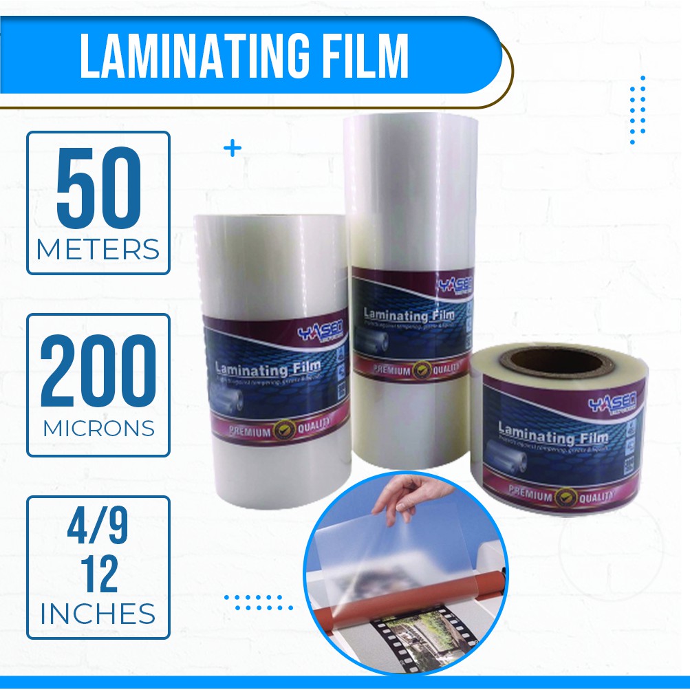 Laminating Film Roll 50 meters 200 microns Yasen 4 inches 9 inches 12 inches Shopee