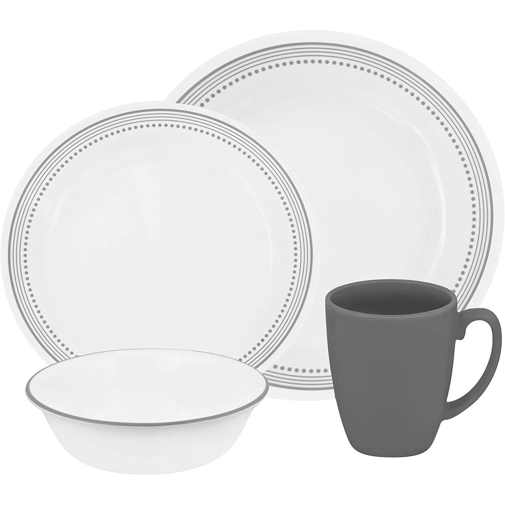 Corelle Livingware Mystic Gray 16Piece Dinnerware Set Shopee Philippines