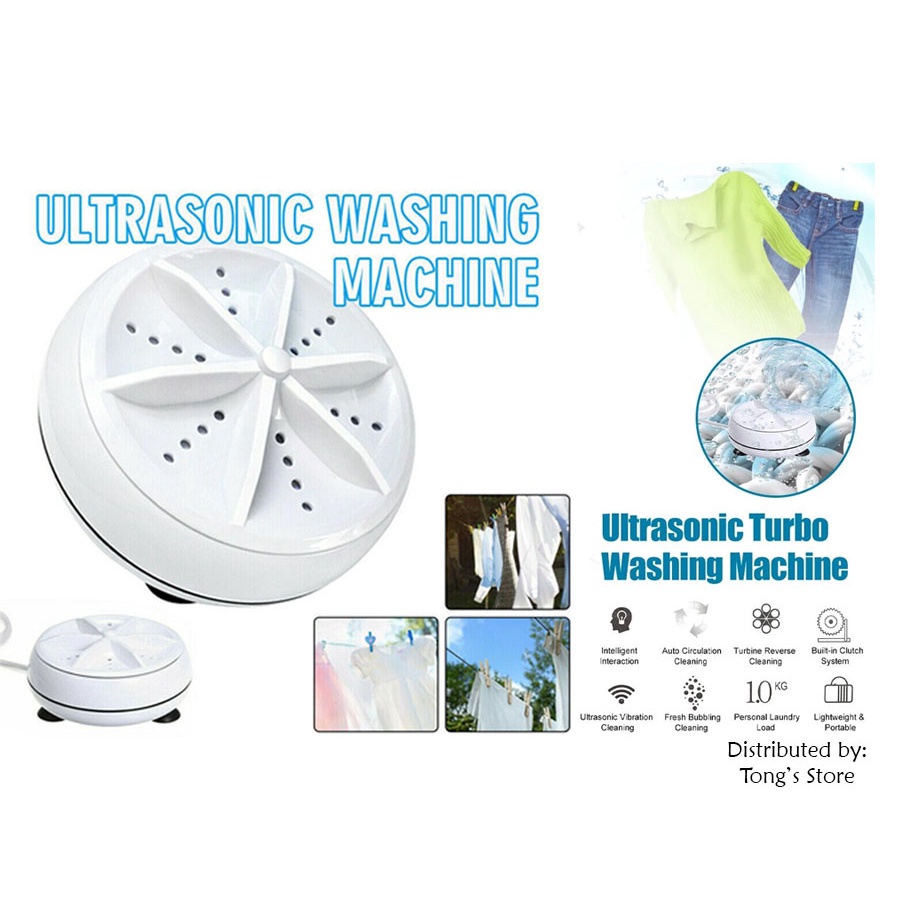 TONG'S USB Portable Ultrasonic Turbine Washing Machine (White) Shopee