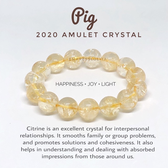 2020 PIG Amulet Crystal Authentic Natural CITRINE Fengshui Bead