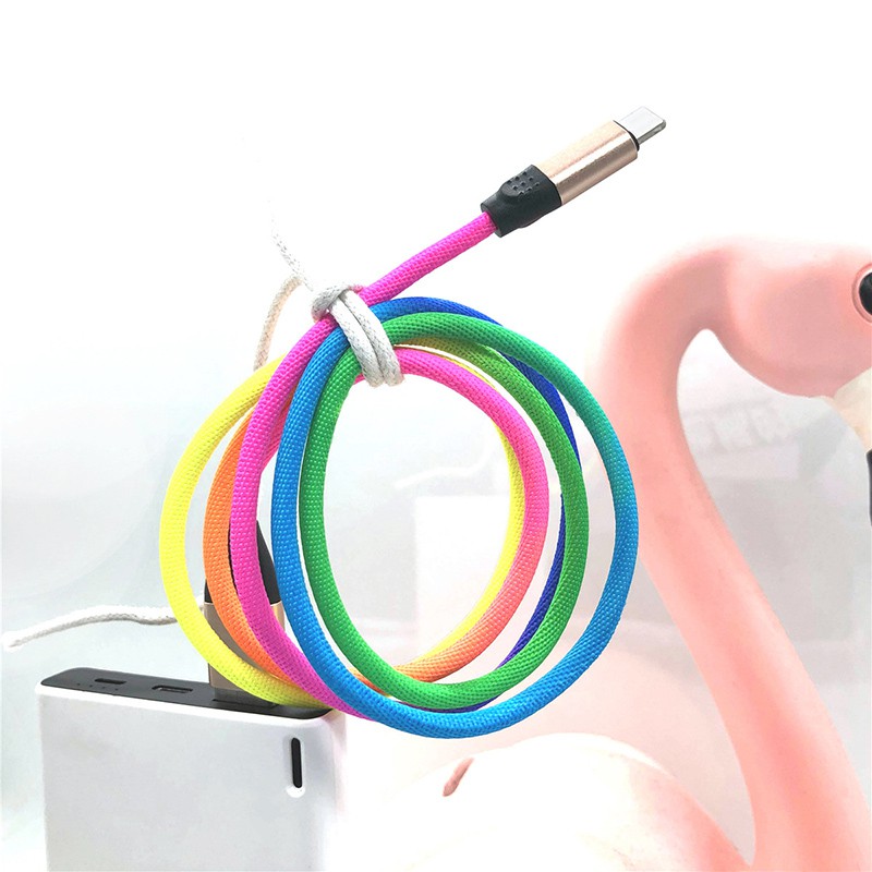 Original 1M Rainbow Color USB Type C Cable 8 Pin Fast Charge Cable