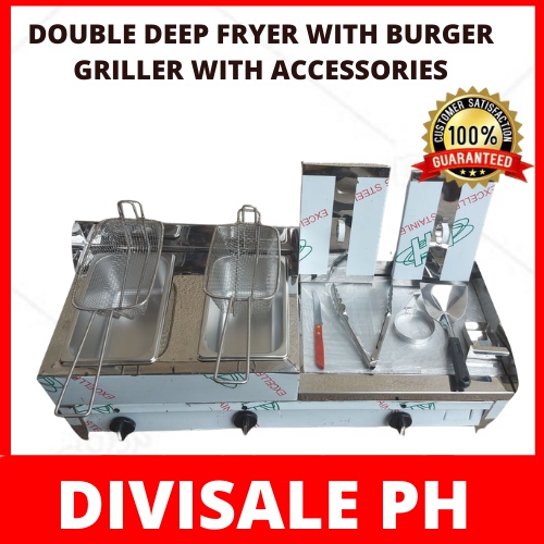 FRENCH FRIES AND BURGER GRILL DOUBLE DEEP FRYER WITH BURGER GRILLER
