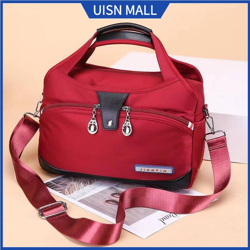 UISN 258 Korean nylon waterproof shoulder bag multizip bag handbag
