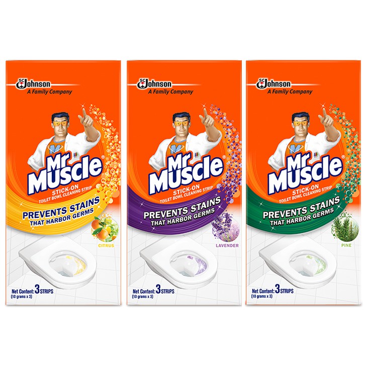 Mr Muscle StickOn Toilet Bowl Cleaning Strip Lavender Citrus Pine Or