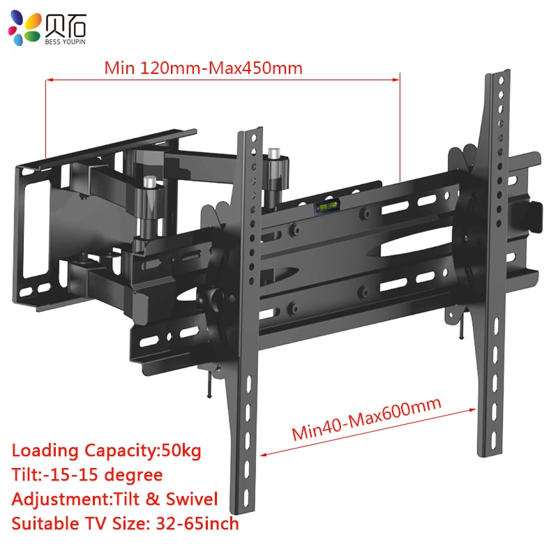 TV Wall Mount Fit for Most 32"65" TVs Dual Articulating Arm Full